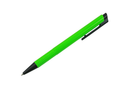 Modern green pen isolated on white background and have clipping paths to easy deployment.