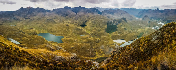 Panoramatic view of Cajas National Park, Ecuador - obrazy, fototapety, plakaty