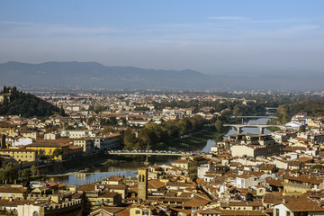 Obraz premium Panoramic view of Florence and the Arno river. Italy, Europe