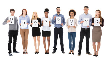 Fototapeta premium Group Of College Students With Question Mark Sign