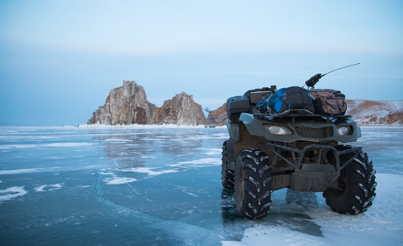 Quad bike on the Baikal ice