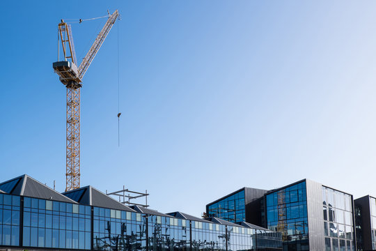 Building construction crane in Wynyard Quarter, Auckland, New Zealand, NZ