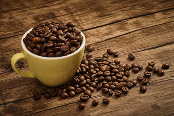 Cup of coffee with wooden table