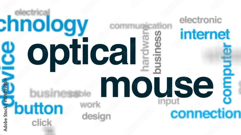 Poster optical mouse animated word cloud, text design animation.