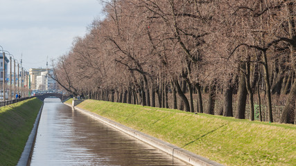 A swan channel connecting the Neva River and the Moika River between the Summer Garden and the Mars Field