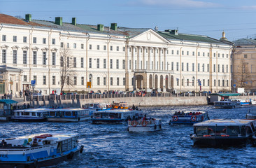 Fototapeta premium Pleasure boats on the Moika river