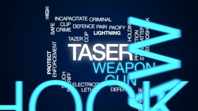 Taser animated word cloud, text design animation.