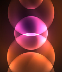 Glowing shiny overlapping circles composition on dark background