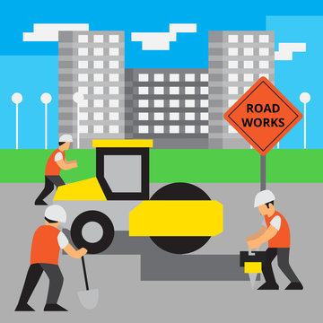 Road work vector illustration