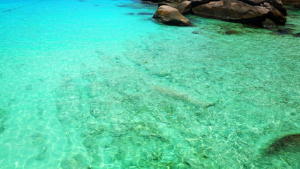 Blue Lagoon, Emerald green sea water on island.Thailand.