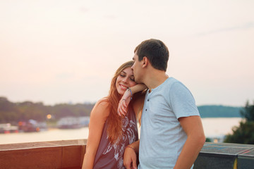 Couple in love enjoying outdoors.