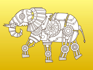 Elephant robot color fashion vector illustration