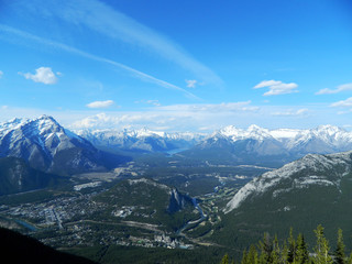 Banff Canada Valley Surrounded by Towering Rocky Mountains