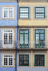 Colorful old facades of houses in Porto