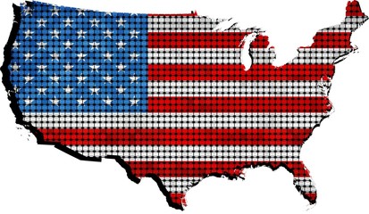 Obraz premium USA grunge map with flag inside - Illustration, Abstract grunge mosaic vector