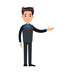 cartoon man standing character business people vector illustration