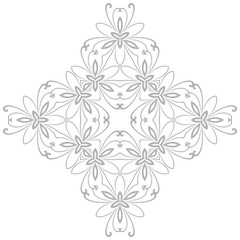 Oriental light silver pattern with arabesques and floral elements. Traditional classic ornament. Vintage pattern with arabesques