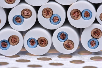Electrical cable closeup, energy and technology equipment