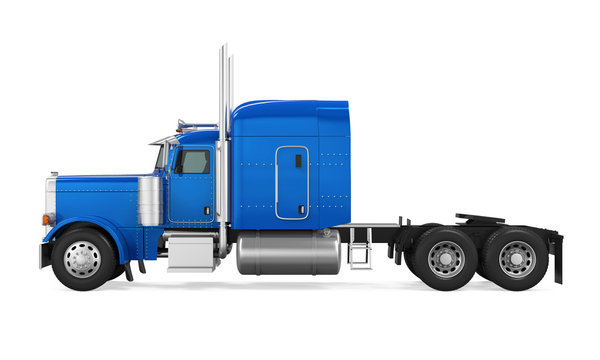 Blue Trailer Truck Isolated