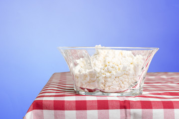 Cottage cheese in a pot