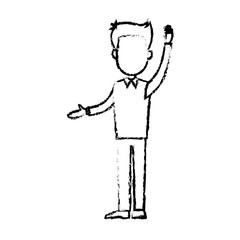 cartoon man standing character business people vector illustration