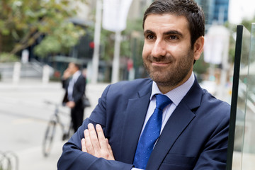 Portrait of handsome businessman outdoor