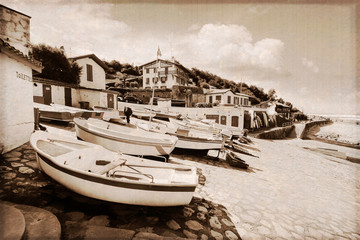 Port de pêche de Guéthary (Pays-basque français) / Effet photo ancienne