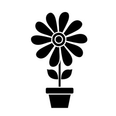 beautiful flower in a pot icon over white background vector illustration