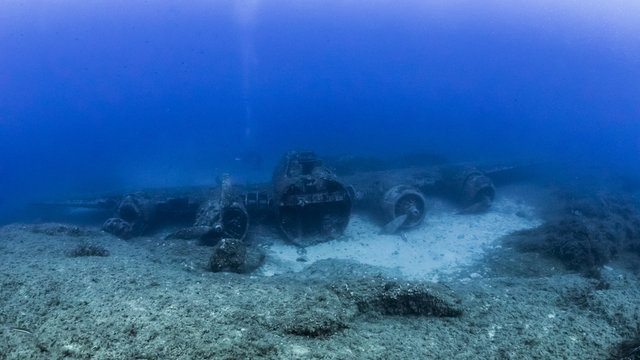 View of flying fortress underwater
