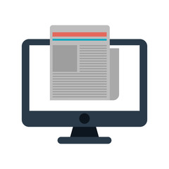 document on computer screen icon image vector illustration design 