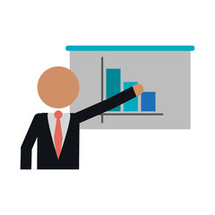 businessman showing graph chart  icon image vector illustration design 