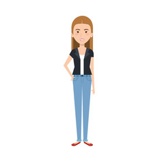 beautiful and young woman character vector illustration design