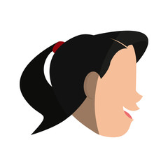 happy woman with ponytail sideview icon image vector illustration design 