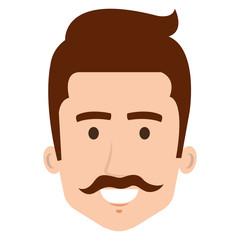 young man head avatar character vector illustration design