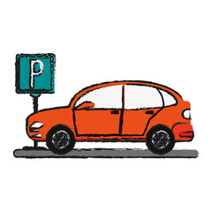parked car sideview icon image vector illustration design  sketch style