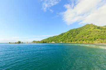 Beautiful sea and Moorae Island at Tahiti , PAPEETE, FRENCH POLYNESIA