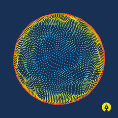 Sphere. Global digital connections. 3D technology style. Vector illustration.