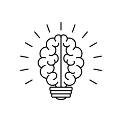Light bulb brain icon, vector illustration