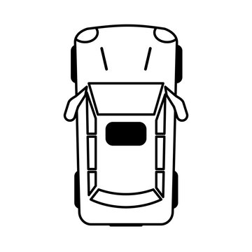 car topview  icon image vector illustration design  black line