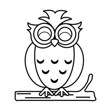 happy cute  owl icon image vector illustration design  black line