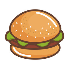 delicious hamburger fast food vector illustration design
