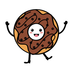 delicious sweet donut kawaii character vector illustration design