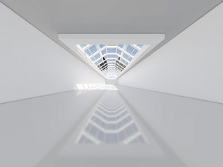 Abstract modern architecture background, empty white open space interior. 3D rendering