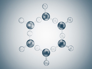 Water molecule, Macro, Science background. 3D rendering