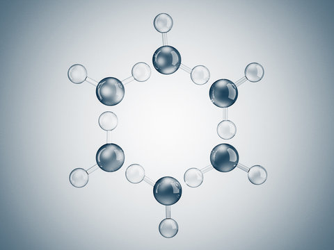 Water molecule, Macro, Science background. 3D rendering