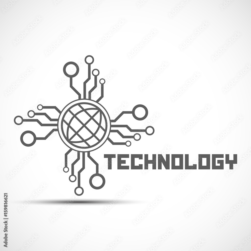 Poster technology background template. communication element with shadow.
