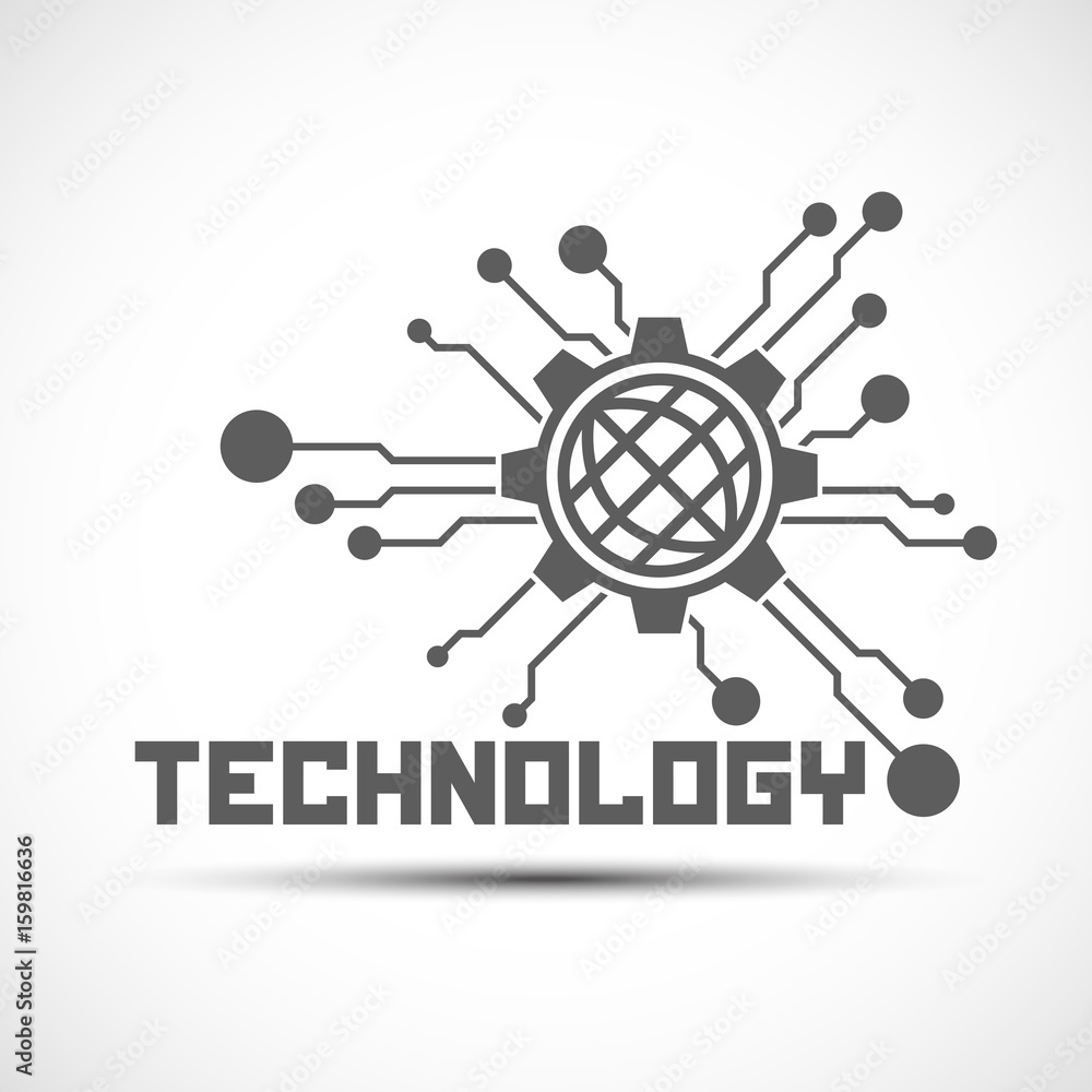 Poster technology background template. communication element with shadow.