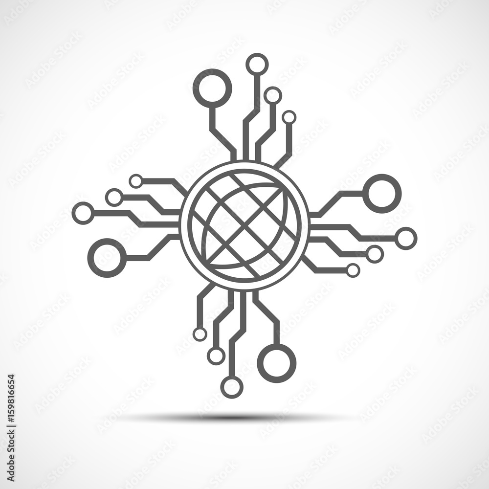 Poster technology background template. communication element with shadow.