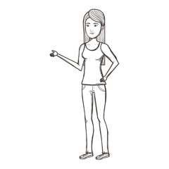 beautiful and young woman character vector illustration design