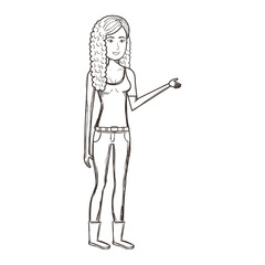 beautiful and young woman character vector illustration design